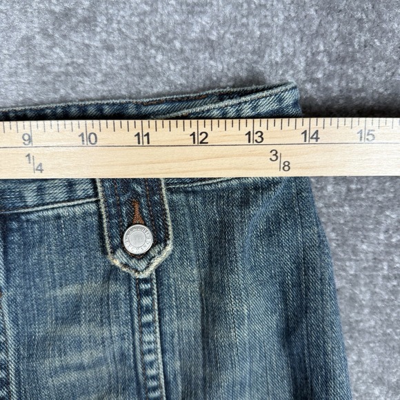 Vintage Y2K Armani Exchange Denim Skirt Women's 4 Blue Button Front Pocket Flaps - Picture 5 of 6